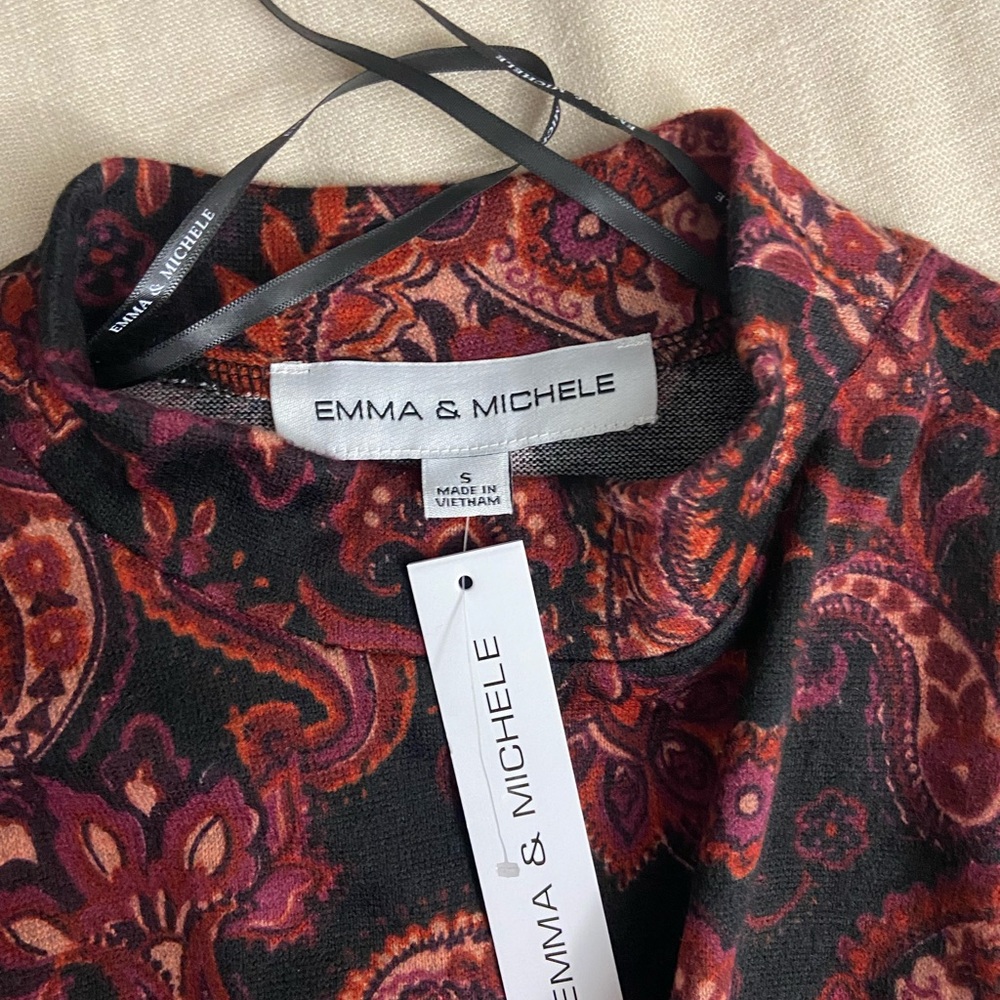 Emma & Michele Long Sleeve Paisley Dress NWT SMALL